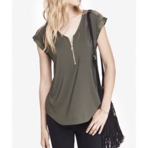 Express silky zip front Gramercy blouse